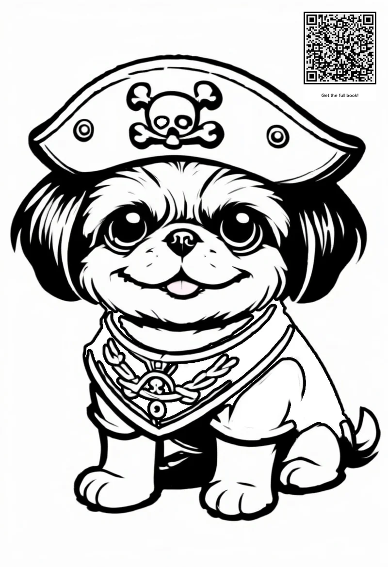 free coloring page dog in pirate outfit
