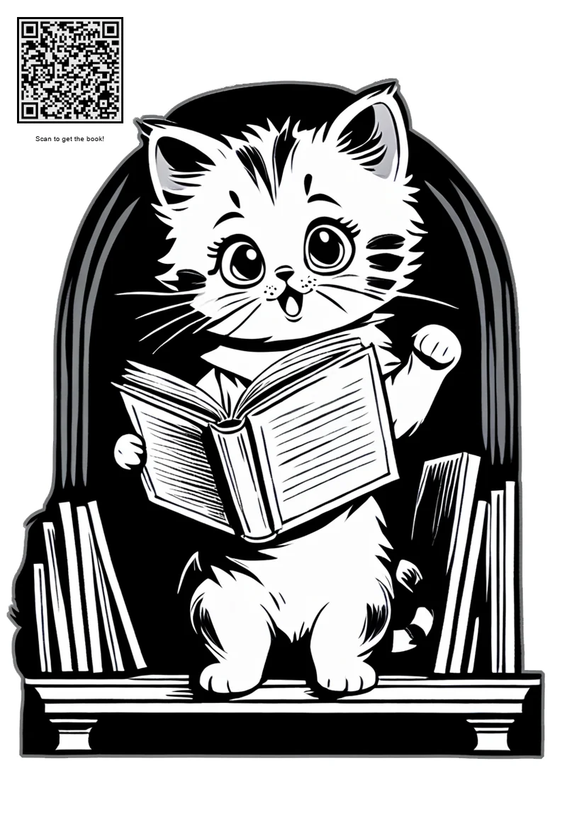 kitten reading book