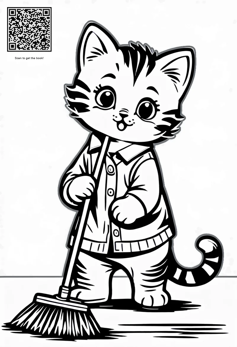 kitten sweeping