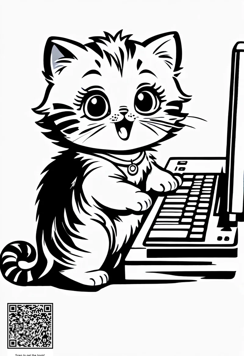 kitten typing on computer