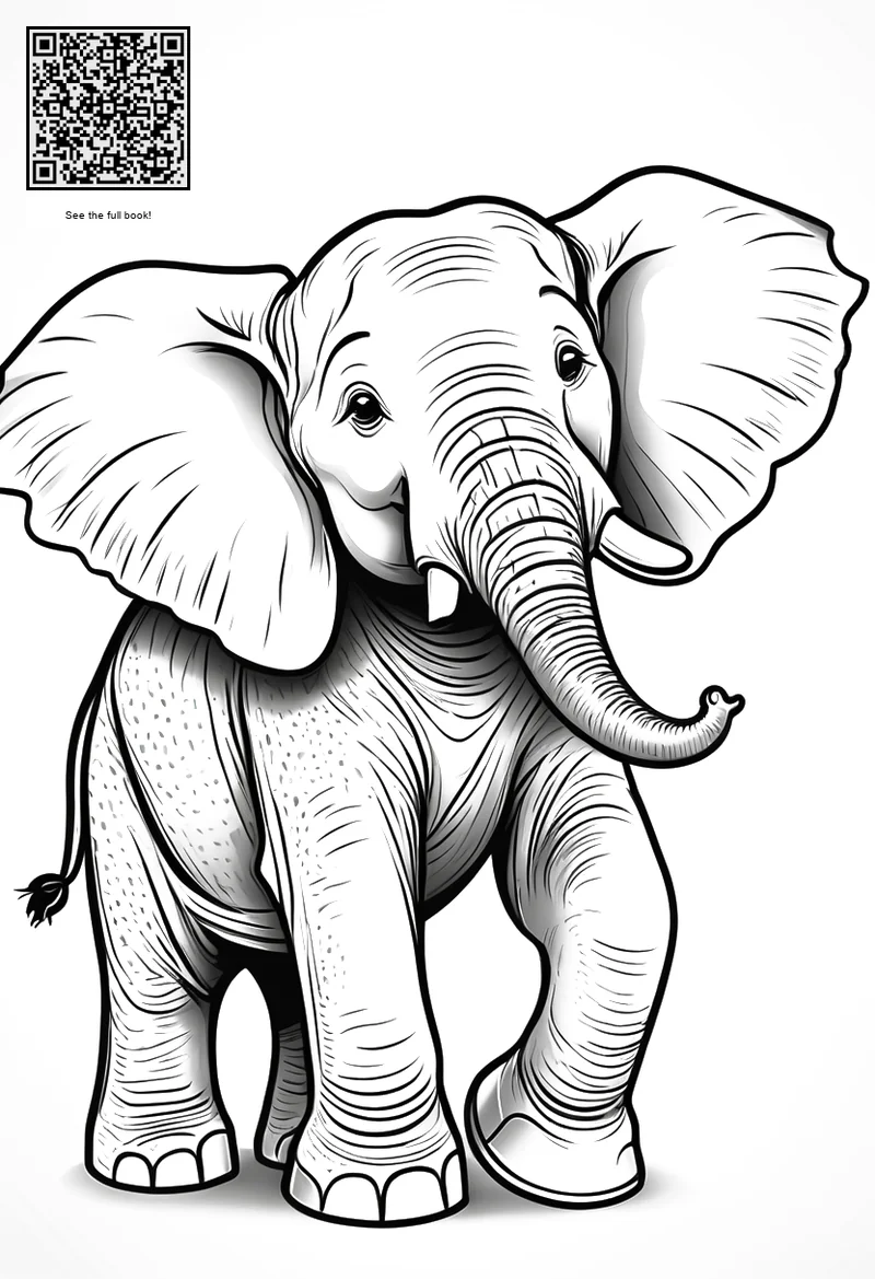 big elephant with trunk safari coloring page
