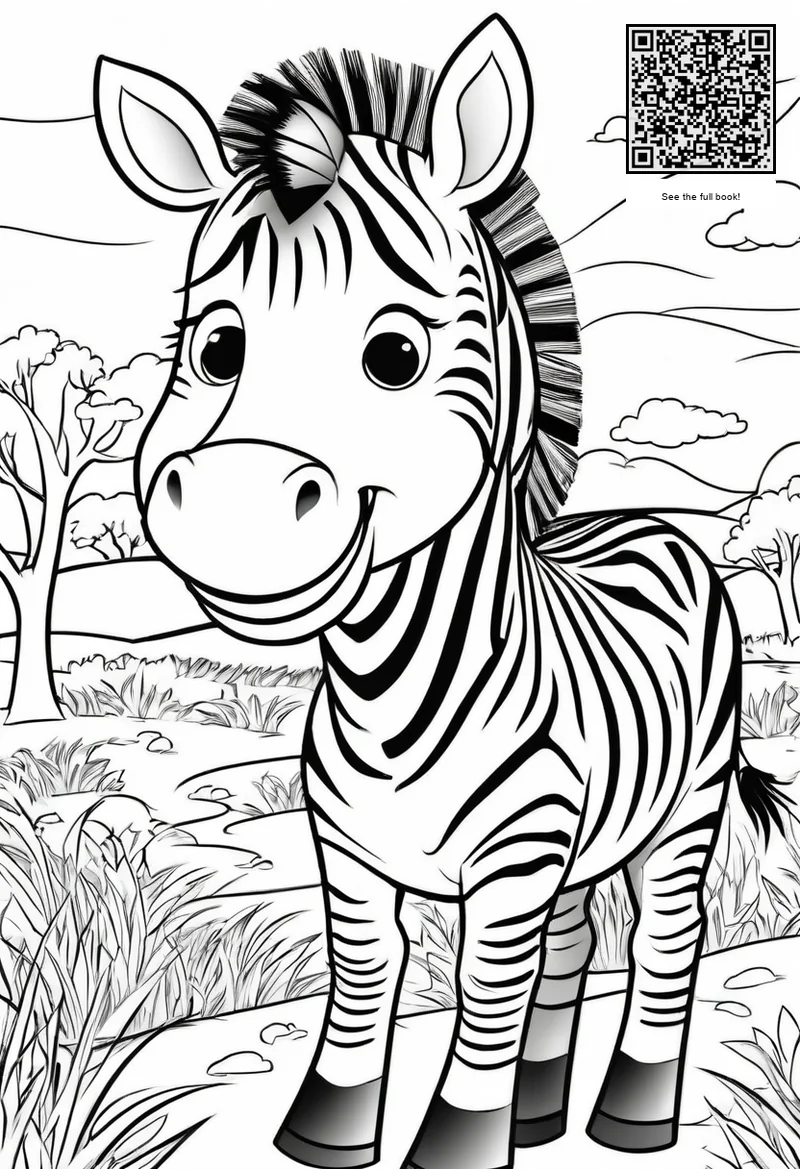 cheerful zebra with stripes safari coloring page