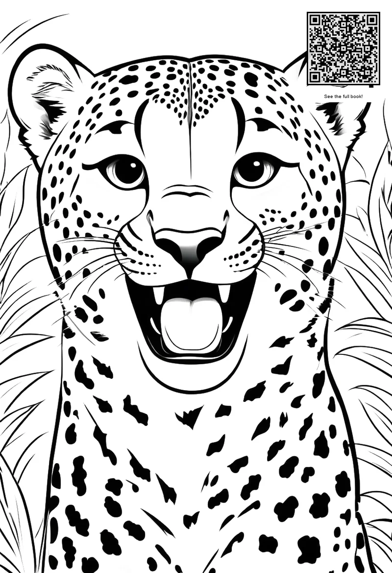 cute jaguar with spots jungle safari coloring page