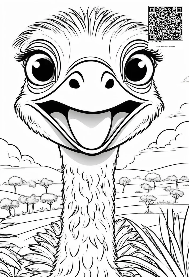 fast running ostrich safari bird coloring page
