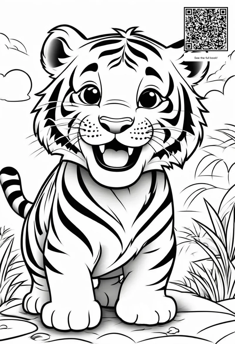 fast running tiger safari cat coloring page