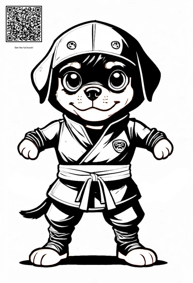 free printable ninja beagle black belt karate dog coloring page