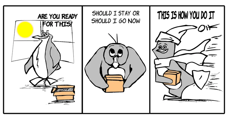 penguins all coming at a move with different backgrounds